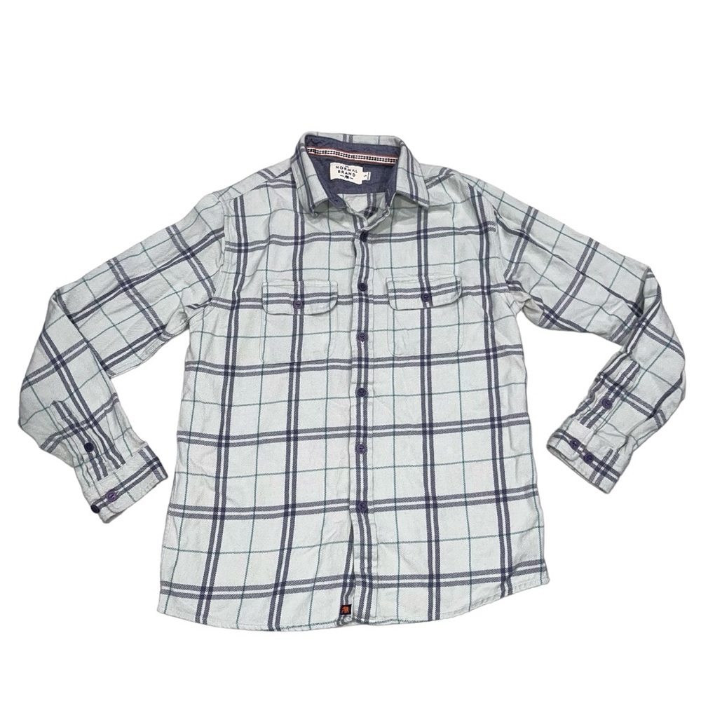 THE NORMAL BRAND Men’s Mint Green Plaid Flannel Mountain Overshirt size Small